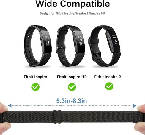 FTYQUEE Braided Stretchy Adjustable Straps Compatible for Fitbit Inspire 3/Inspire 2/Inspire HR/Inspire/Ace 3/Ace 2 for Women Men,Sport Elastic Nylon Cloth Wristbands for Fitbit Inspire 3/2(Black+Black White) in Kuwait