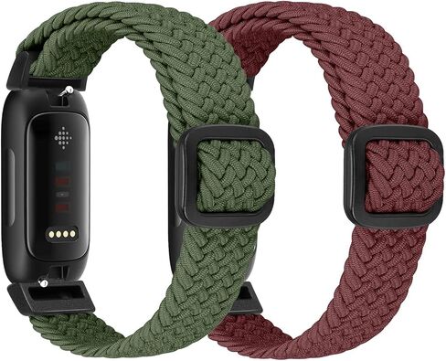 FTYQUEE Braided Stretchy Adjustable Straps Compatible for Fitbit Inspire 3/Inspire 2/Inspire HR/Inspire/Ace 3/Ace 2 for Women Men,Sport Elastic Nylon Cloth Wristbands for Fitbit Inspire 3/2(Black+Black White) in Saudi Arabia