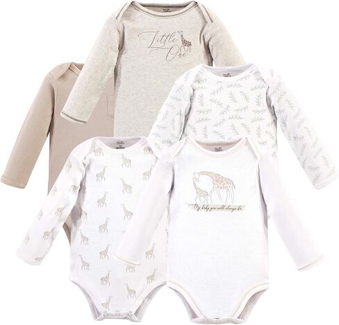 Touched by Nature Unisex Baby Organic Cotton Long-Sleeve Bodysuits, Girl Safari, 12-18 Months in Kuwait