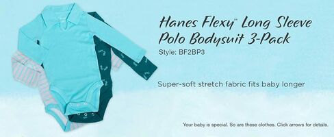 Hanes Ultimate Baby Flexy 3 Pack Long Sleeve Polo Bodysuits, Pink/Grey, 18-24 Months in Saudi Arabia