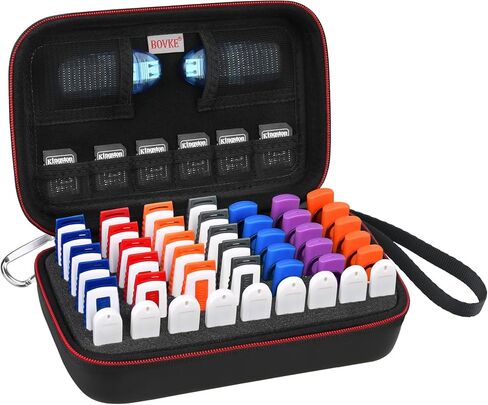 BOVKE Flash Drive Case USB Case Holder Hard Drive Case Electronic Organizer SD Card Memory Storage Case Compatible With Sandisk, Samsung Thumb Drives, Extra Pocket for Power Bank, Charger Cable, Black in Saudi Arabia