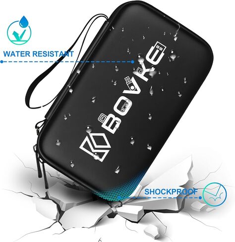 BOVKE Flash Drive Case USB Case Holder Hard Drive Case Electronic Organizer SD Card Memory Storage Case Compatible With Sandisk, Samsung Thumb Drives, Extra Pocket for Power Bank, Charger Cable, Black in Saudi Arabia