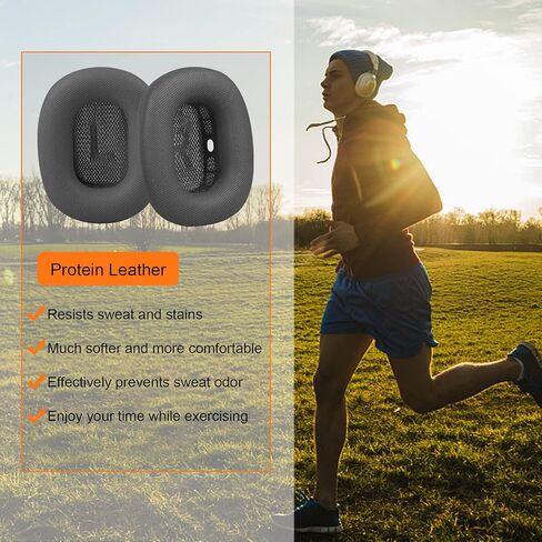 Premium Replacement Ear Cushions for Apple AirPods Max Headphone, Protein Leather Memory Foam Earpads with Excellent Noise Isolation (Black) in Saudi Arabia
