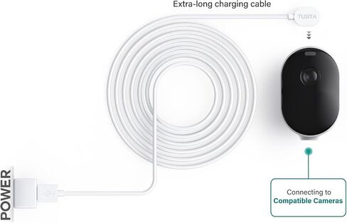 TUSITA 10-ft. Outdoor Magnetic Charging Cable Compatible with Arlo Ultra 1 2 | Arlo Pro 3 4 5S - 3M, White in Saudi Arabia