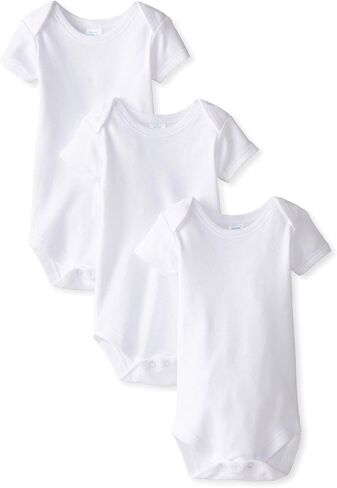 Spasilk Baby 5 Pack Short Sleeve Cotton Bodysuits for Infant and Newborns, White, 6 Months in Kuwait