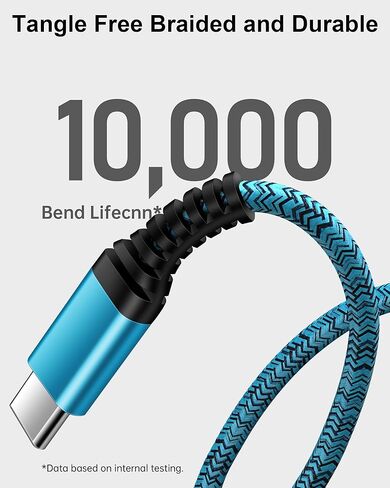 كابل شاحن USB C 6FT/4Pack 3A USB Type C كابل شحن سريع لهاتف iPhone 15 Samsung Galaxy A14 5G A24 A54 A23 A13 S23 S22 S21 S20، Google Pixel 7 Pro 7a 6 6a سلك USBC Android طويل للسيارة in Kuwait