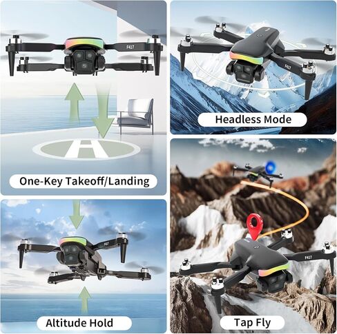 طائرة بدون طيار مع كاميرا FPV عالية الدقة 1080 بكسل، عدسة قابلة للتعديل 90 درجة، طائرة كوادكوبتر قابلة للطي RC مع تجنب عوائق الأشعة تحت الحمراء 360 درجة، وضع التدفق البصري للمبتدئين والكبار، بطاريتان in Kuwait