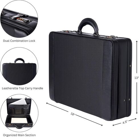 Alpine Swiss Expandable Attache Case Dual Combination Lock Hard Side Briefcase, Black in Saudi Arabia