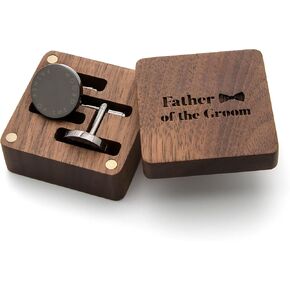 MUUJEE To My Groom Cufflinks with Engraved Wood Gift Box - Gun Metal Cufflinks for Men Cuff Links Wedding Gift for Groom in Saudi Arabia
