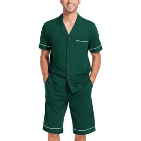 COLORFULLEAF Men's 100% Cotton Short Sleeve Pajama Sets Button Down Notched Collar Sleepwear Soft Lounge Pjs with Pockets in Saudi Arabia