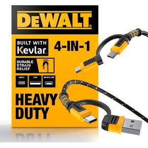 DEWALT 4-in-1 Charging Cable - Reinforced Braided USB C to Multi Charging Cable - USB C Multi Cable - USB C and Micro USB Cable 2-in-1 - Dual USB C Cable for All Android Devices - 6 ft in Kuwait