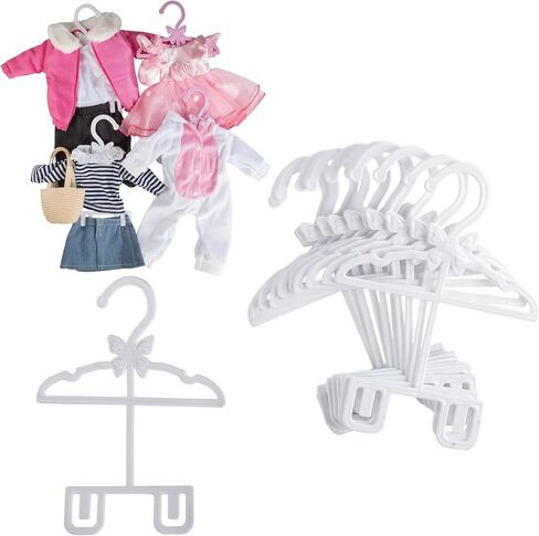 Doll Full-Outfit Clothes Hangers for 18" Girl Dolls - 12pk-Unique Design Holds Your Top & Bottom at Once Including Dresses, Pants, Shirts, Skirts, & Accessories (Purple) -Gifts for Girls Kids Birthday in Kuwait