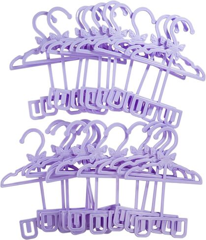 Doll Full-Outfit Clothes Hangers for 18" Girl Dolls - 12pk-Unique Design Holds Your Top & Bottom at Once Including Dresses, Pants, Shirts, Skirts, & Accessories (Purple) -Gifts for Girls Kids Birthday in Kuwait