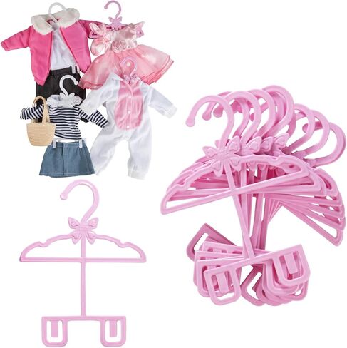 Doll Full-Outfit Clothes Hangers for 18" Girl Dolls - 12pk-Unique Design Holds Your Top & Bottom at Once Including Dresses, Pants, Shirts, Skirts, & Accessories (Purple) -Gifts for Girls Kids Birthday in Kuwait