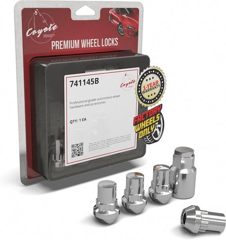 Wheel Accessories Parts M12 1.50 12x1.5 Thread Open End 0.83" Long Locking Wheel Lug Nuts Lock Chrome Dual Hex Key 13/16" and 3/4" Fits Many Chevy Honda Toyota Passenger Vehicles in Kuwait
