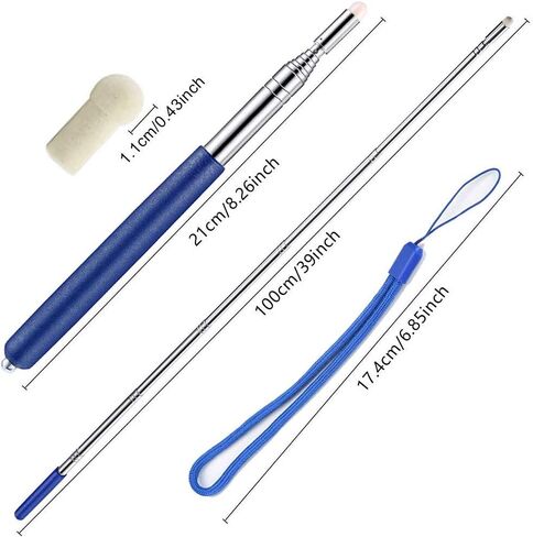 Telescopic Teacher Pointer Stick with Hand Lanyard 2 Pack, Teaching Pointer for Classroom, Hand Pointer Extendable Pointer Stick Retractable Pointer Handheld Presenter Whiteboard Pointer (Black) in Kuwait