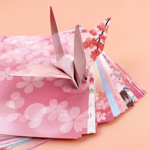 Cyodoos 100 Sheets Colorful Flower Origami Paper Kit 6x6 Inch 12 Vivid Colors Double Sided Printed Traditional Patterns Square for Arts Crafts Projects in Kuwait