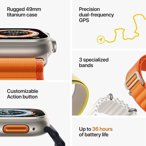 Apple Watch Ultra [GPS + Cellular 49mm] هيكل من التيتانيوم مع حزام Midnight Ocean، مقاس واحد (متجدد) in Saudi Arabia