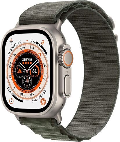 Apple Watch Ultra [GPS + Cellular 49mm] هيكل من التيتانيوم مع حزام Midnight Ocean، مقاس واحد (متجدد) in Saudi Arabia