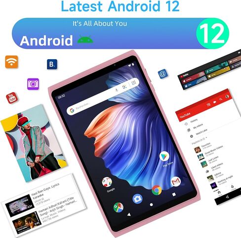 Android Tablet 8 inch, Android 12.0 Tablet 32GB Storage 1024GB SD Expansion Tablets PC, Quad-core Processor 2GB RAM 1280x800 IPS HD Touchscreen Dual Camera Tablets, Support WiFi6, BT 4300 mAh Battery in Kuwait