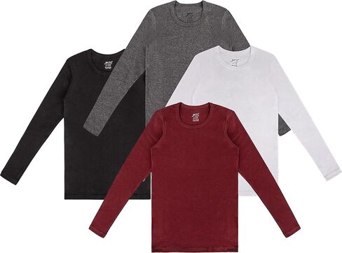 Brix Boys' Long Sleeve Tees - Tagless Crewneck Cotton Soft 4-pk Shirts. 2-20 in Kuwait