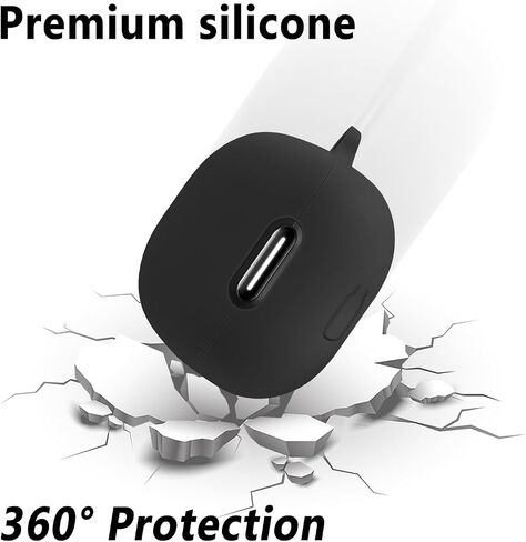 Geiomoo Silicone Case for Anker Soundcore Liberty 4 NC, Protective Cover with Carabiner (Black) in Saudi Arabia