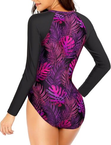 Daci Women Long Sleeve Rash Guard One Piece Zipper Swimsuit Surfing Bathing Suit UPF 50 in Kuwait