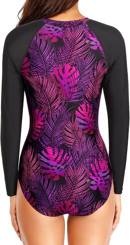 Daci Women Long Sleeve Rash Guard One Piece Zipper Swimsuit Surfing Bathing Suit UPF 50 in Kuwait