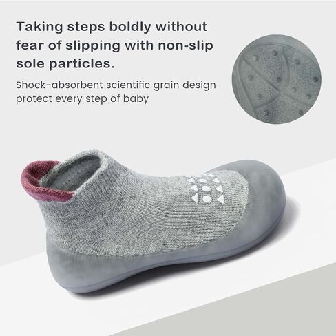 Baby Toddler Sock Shoes Walking Shoes Infant Boys Girls Slippers | Non-Slip Sole,Anti-Collision Rubber Toe,Heel Pull Tab Design for Easy On and Off,Breatnable & High-Elastic Fabric,Lightweight in Saudi Arabia