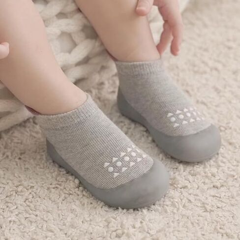 Baby Toddler Sock Shoes Walking Shoes Infant Boys Girls Slippers | Non-Slip Sole,Anti-Collision Rubber Toe,Heel Pull Tab Design for Easy On and Off,Breatnable & High-Elastic Fabric,Lightweight in Saudi Arabia