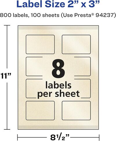 Avery Pearlized Ivory Rectangle Labels with Sure Feed Technology, Print-to-The-Edge, 2" x 3", 80 Pearlized Ivory Labels, Laser/Inkjet Printable Labels in Kuwait