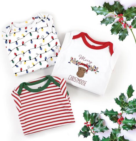 ملابس داخلية للأطفال من Hudson Baby من القطن بأكمام طويلة للجنسين، Christmasaurus، 3-6 أشهر in Saudi Arabia