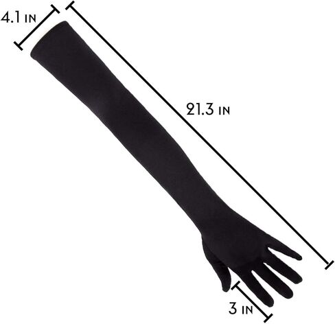 SAVITA Long Black Elbow Satin Gloves 21 inch Stretchy 1920s Opera Gloves Evening Party Dance Gloves for Women in Saudi Arabia