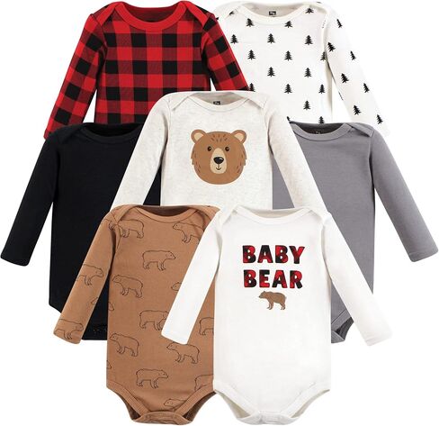 Hudson Baby Unisex Baby Cotton Long-Sleeve Bodysuits, Into The Woods Prints 7-Pack, 3-6 Months in Saudi Arabia