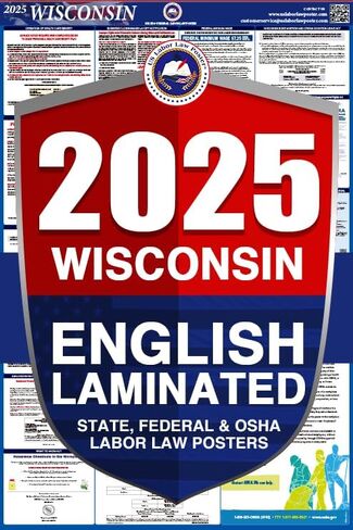 2023 Wisconsin WI All in One Workplace Compliance & Labor Law Poster (Federal State & OSHA) English Laminated in Kuwait
