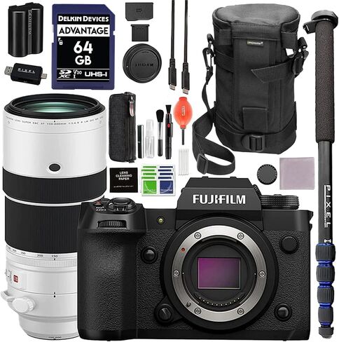 هيكل كاميرا Fujifilm X-H2 بدون مرآة بمستشعر المحاصيل - أسود مع حزمة متقدمة، حافظة عدسة فاخرة - LC6، بطاقة Lexar 64GB SDX، مجموعة تنظيف البكسل والمزيد in Kuwait
