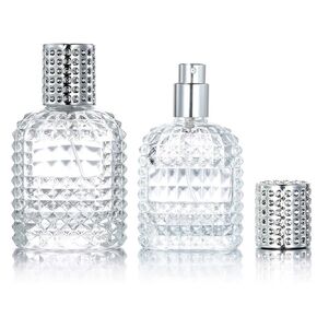 luojery 2 Pack 30ml 50ml Clear Empty Glass Spray Bottles，Refillable Empty Atomizer Perfume Bottles，Atomizer Spray Bottle With 4 Free kinds of perfume dispenser (50ml Silver cap and 30ml Silver cap)