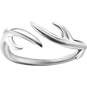 Jewever S925 Sterling Silver Original Forest Deer Antlers Women Open Ring Birthday Gift Jewelry