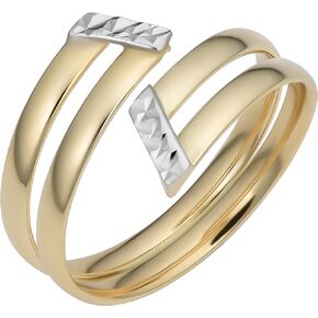 Kooljewelry 14k Two-tone Gold Double Bypass Ring (12 mm wide)