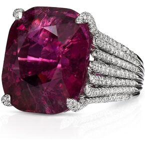 THJEW Exaggerated Red Ruby Crystal Ring,Platinum Plated Cocktail Party Turkey Statement Ring for Women
