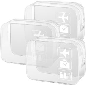 3Pcs TSA Approved Toiletry Bag, Clear Travel Toiletry Bag, Clear Makeup Bag, Waterproof Travel Makeup Cosmetic Bag, Carry On Airport Airline Quart Size Travel Bag for Women Men (Black)