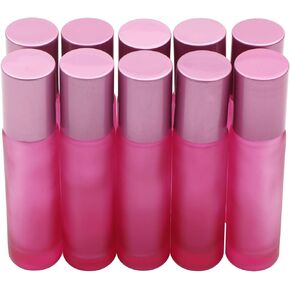 Kesell Empty Essential Oil Roller Bottles, 10 ml Glass Roll-on Bottles with Stainless Steel Roller Balls, Pack of 10