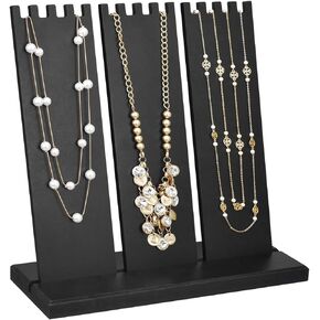 Ikee Design Wooden Multiple Necklace Display Stand For Selling,Jewelry Display Stand for Necklaces, Bracelets, and More,Necklace Organizer,Necklace Holder Stand, Black