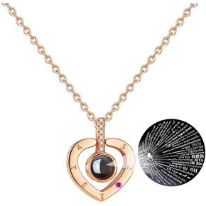 I Love You Necklace For Mom Daughter Girlfriend In 100 Languages Projection Necklace Valentine's Thanksgiving Gift Mum Wife Her GF