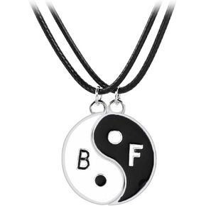 dreuyet yinyang قلادة قلادة للنساء والرجال الفولاذ المقاوم للصدأ bff الأزواج سلسلة الفتيات الفتيان شخصية مطابقة الرسوم البيانية لغز أفضل صديق القلائد لصديقتها صديقها عيد الحب عيد الشكر عيد الميلاد