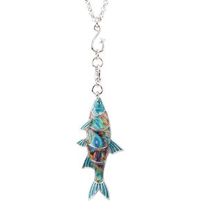 Cute Fish Gifts Floral Enamel Fish Necklace Pendant for Girls Women Ocean Animals Jewelry Charms