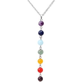 coadipress 7 Chakra Necklace for Women Girls Fashion Personalized Lava Rock Stone Beads Yoga Reiki Healing Energy Balancing Crystals Pendant Necklace Jewelry Birthday Gifts