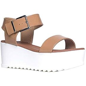 J. Adams Surf Platform Sandals for Women - Ankle Strap Open Toe Wedge Heels