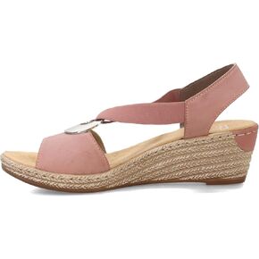 Rieker 624H6 Fanni Women's Wedge Sandals - Lightweight, Comfortable and Supportive - Slip On Sandals with Cushioned Insole and High Wedge for Everyday Stylish Wear