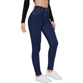 SweatyRocks Women's High Waist Zipper Denim Pants Casual Skinny Jeans Pants with Pockets
